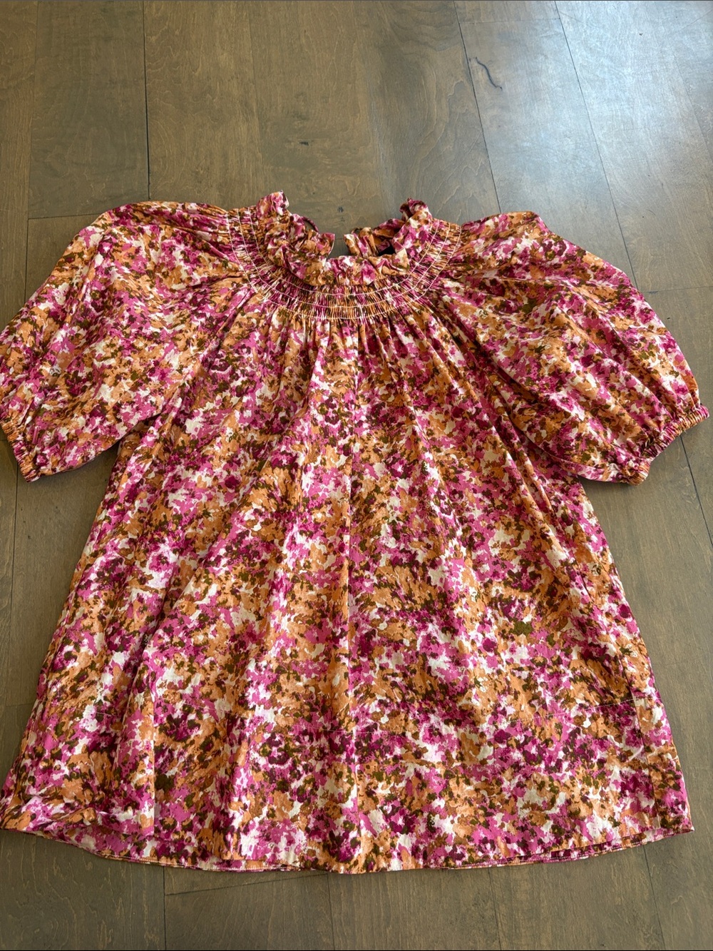 Jcrew Floral Smocked Neck Blouse with tie back